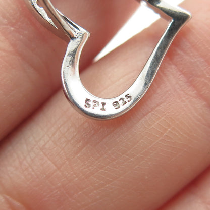 925 Sterling Silver C Z Open Heart Slide Pendant