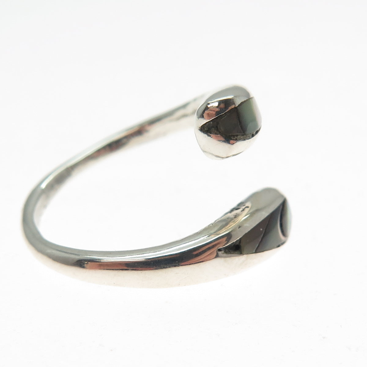 925 Sterling Silver Vintage Mexico Real Abalone Shell Adjustable Ring Size 7