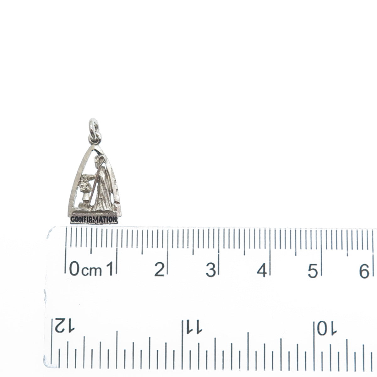 925 Sterling Silver Vintage Confirmation Oxidized Minimalist Charm Pendant