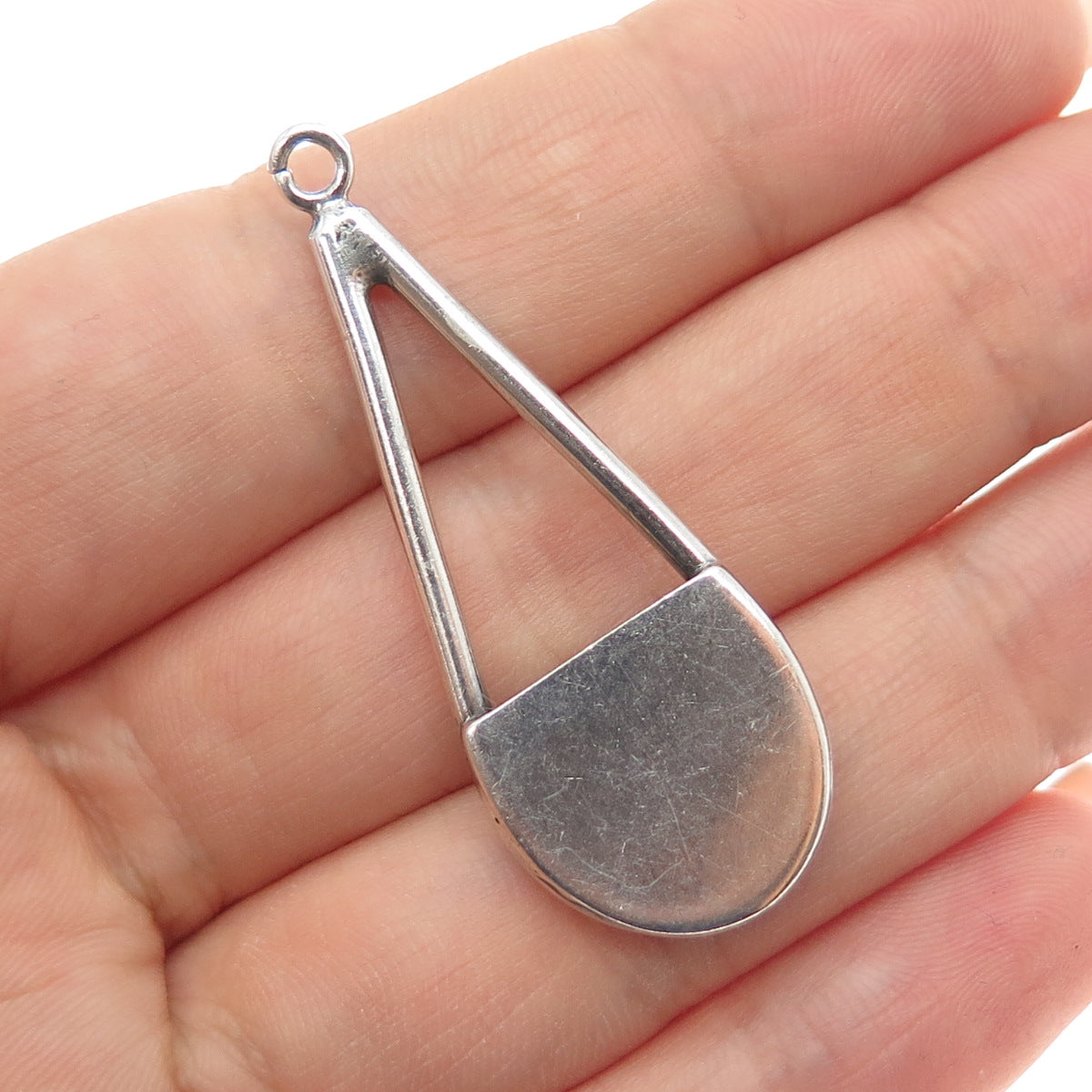 Old Pawn Sterling Silver Vintage Southwestern Turquoise Teardrop Tribal Pendant