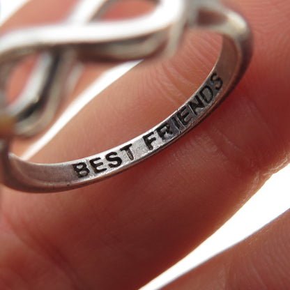 LUCENT 925 Sterling Silver Vintage Best Friends Infinity Ring Size 6.75