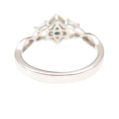 Chuck Clemency 925 Sterling Silver Real Turquoise & White Topaz Ring Size 8
