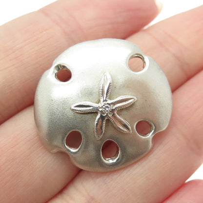 925 Sterling Silver Vintage Real Diamond Sand Dollar Pendant