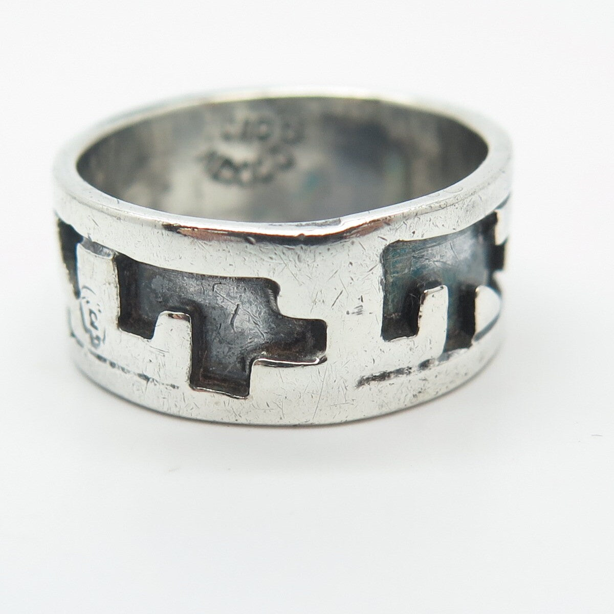 925 Sterling Silver Vintage Mexico Maze Band Ring Size 7.75