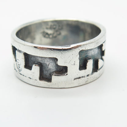 925 Sterling Silver Vintage Mexico Maze Band Ring Size 7.75