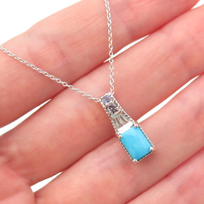 Chuck Clemency 925 Sterling Silver Real Turquoise Tanzanite & Topaz Necklace 20"