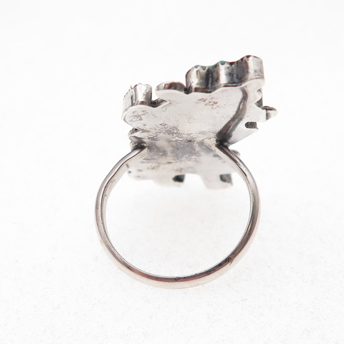 Old Pawn 925 Sterling Vintage Multi-Gem Kachina Ring Size 6.25 (missing stone)