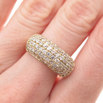 925 Sterling Silver Gold Plated Round-Cut C Z Sparkle Ring Size 7.25
