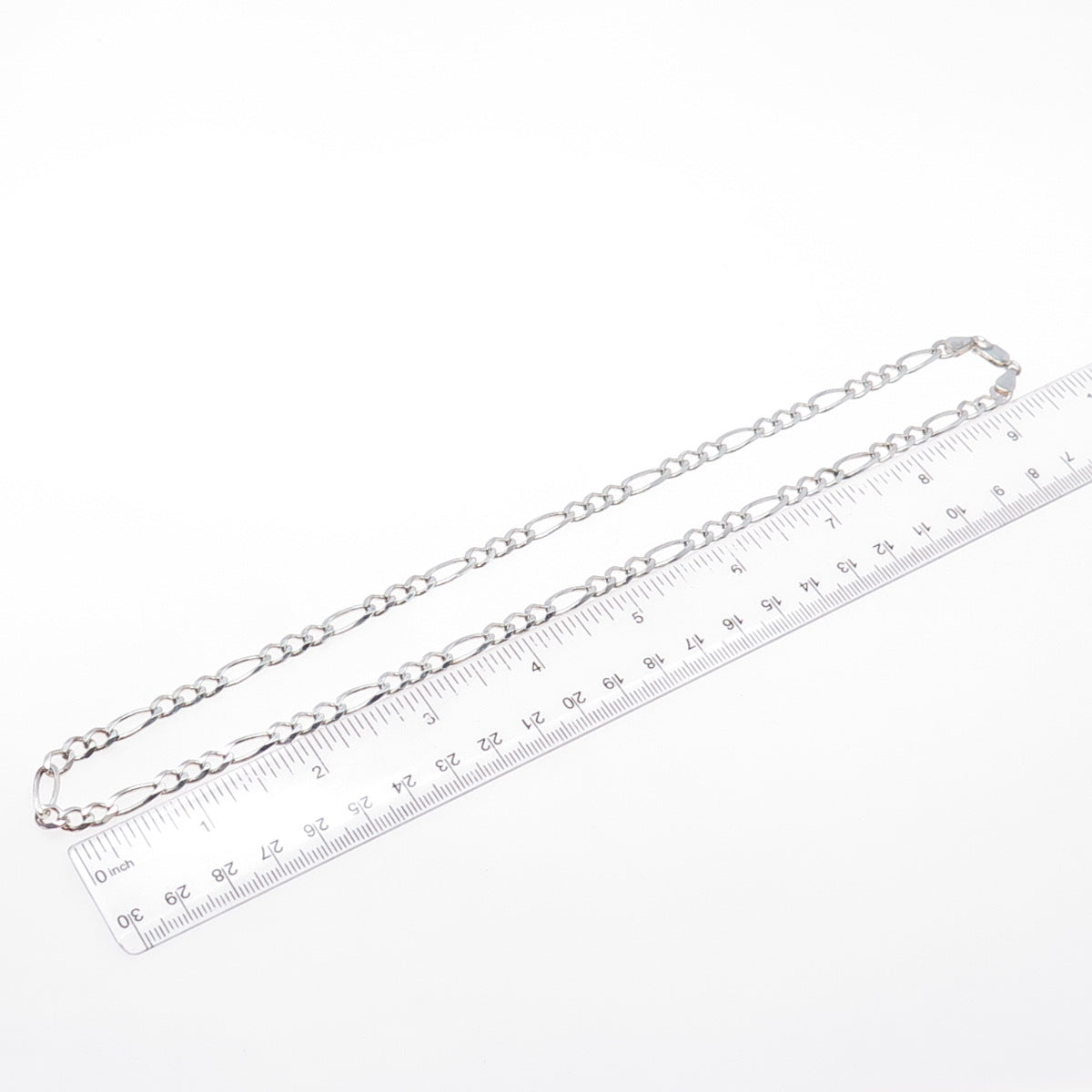 925 Sterling Silver Vintage Italy Figaro Chain Necklace 20"