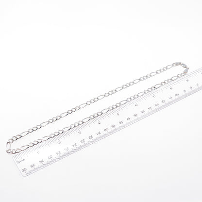 925 Sterling Silver Vintage Italy Figaro Chain Necklace 20"