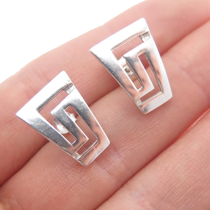 925 Sterling Silver Vintage Modernist Greek Maze Earrings