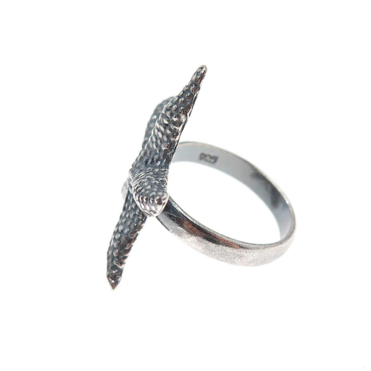 925 Sterling Silver Vintage Starfish Oxidized Ring Size 6.5