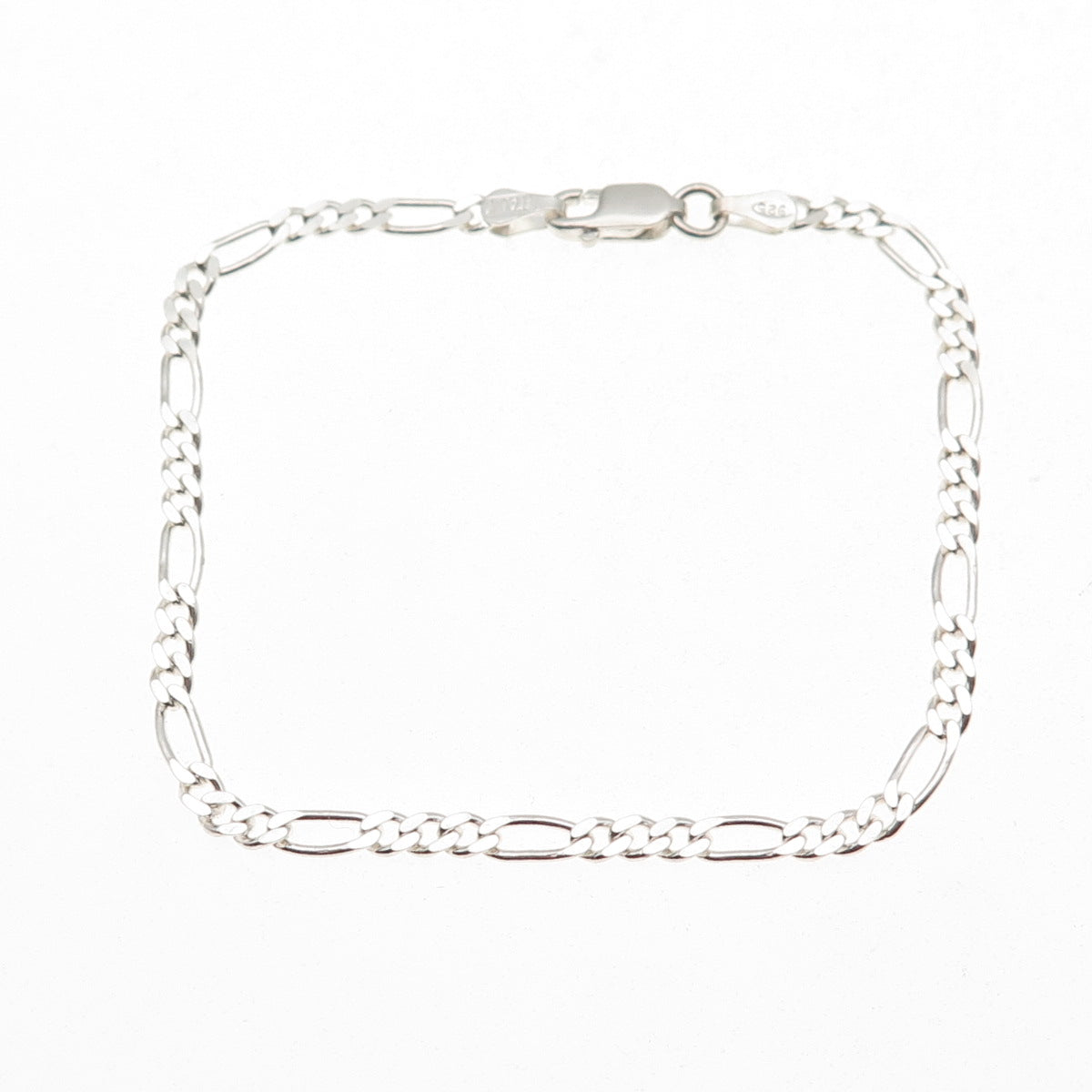 925 Sterling Silver Italy Figaro Link Bracelet 7"