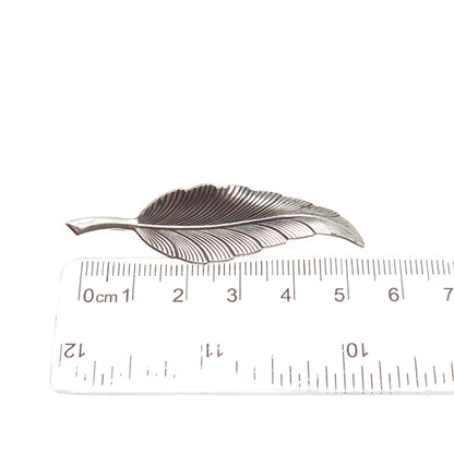 BEAU 925 Sterling Silver Vintage Feather Oxidized Pin Brooch