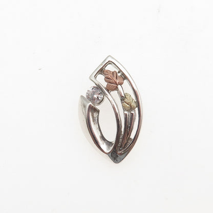 Coleman Co. 925 Sterling 12K Gold Vintage C Z Floral Mini Slide Charm Pendant