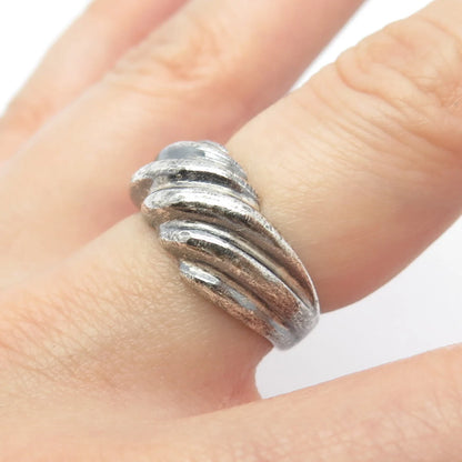 925 Sterling Silver Vintage Ribbed Ring Size 6.5