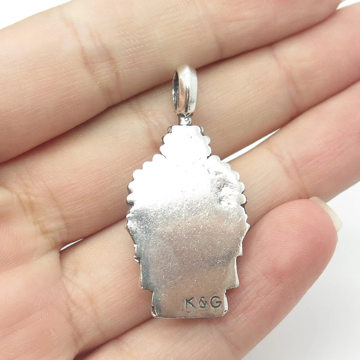 925 Sterling Silver Vintage Buddha Face Pendant