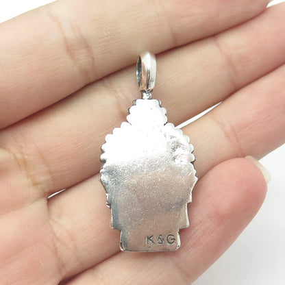 925 Sterling Silver Vintage Buddha Face Pendant