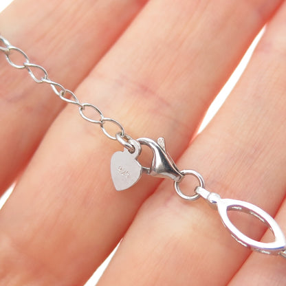 925 Sterling Real Marquise-Cut Chrome Diopside & Round-Cut C Z Bracelet 7-8"