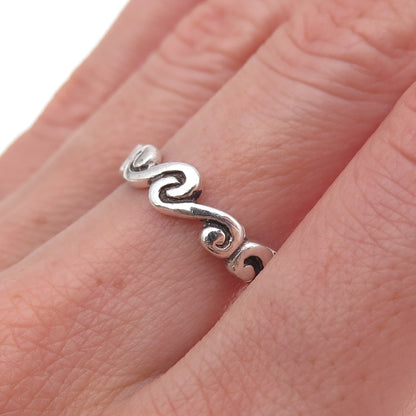 925 Sterling Silver Vintage Spiral Oxidized Ring Size 8