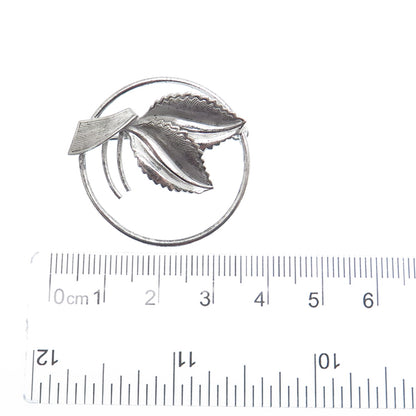 CURTIS CURTMAN 925 Sterling Silver Vintage Floral Leaf Pin Brooch