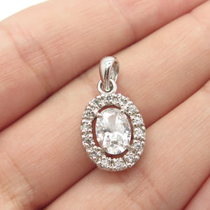 925 Sterling Silver Oval-Cut C Z Pendant
