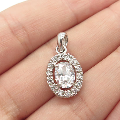 925 Sterling Silver Oval-Cut C Z Pendant