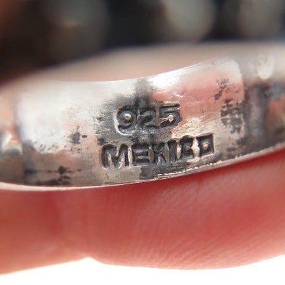 925 Sterling Silver Vintage Mexico Cannetille Band Oxidized Ring Size 8.25