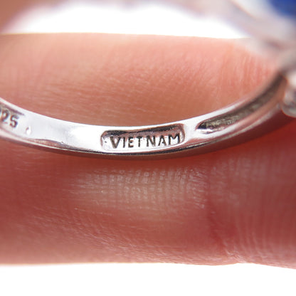 925 Sterling Silver Marquise-Cut Blue C Z Ring Size 7.25