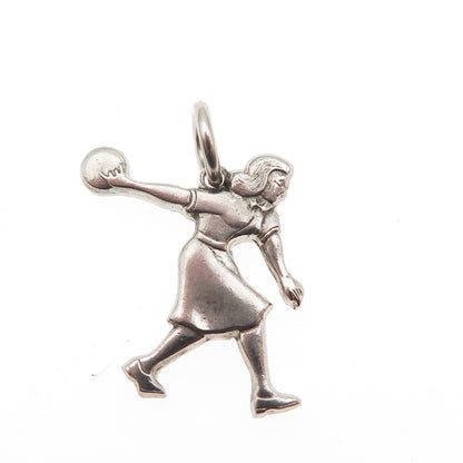 Paye & Baker 925 Sterling Silver Vintage Female Bowler Mini Charm Pendant