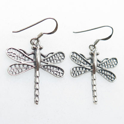 925 Sterling Silver Vintage Dragonfly Dangle Earrings