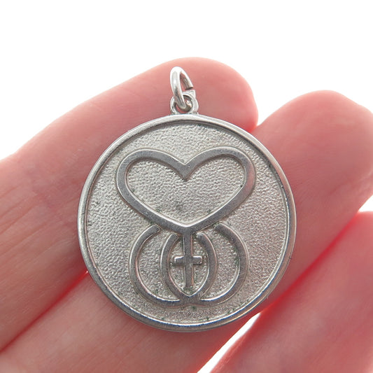 DIEGES & CLUST 925 Sterling Silver Vintage Heart & Cross Charm Pendant