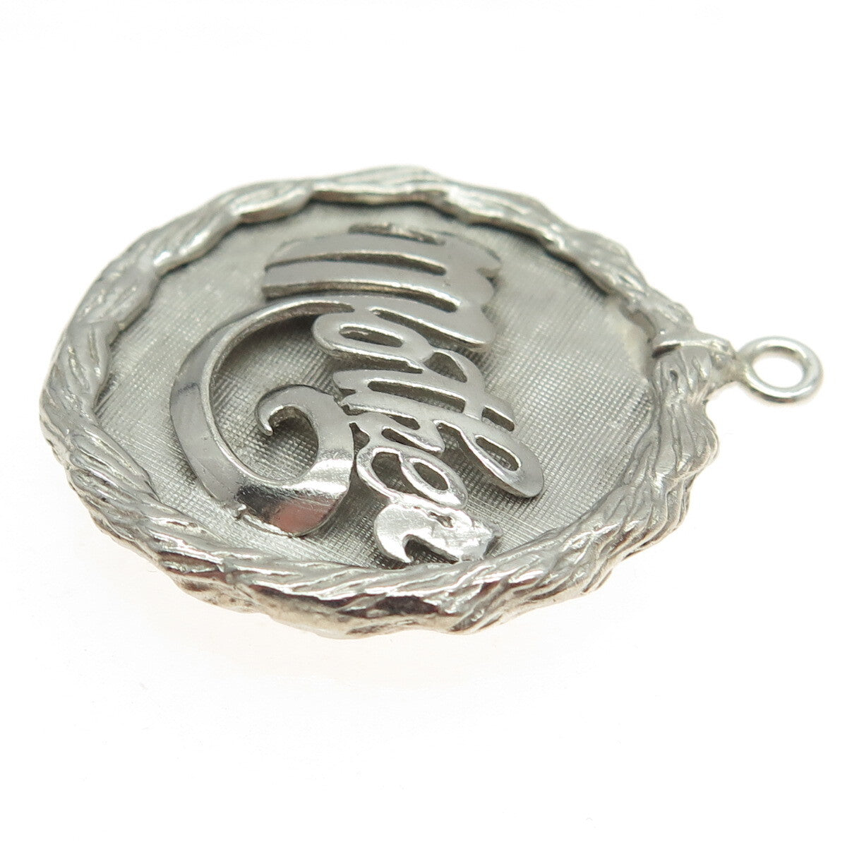 925 Sterling Silver Antique Art Deco "Mother" Textured Pendant