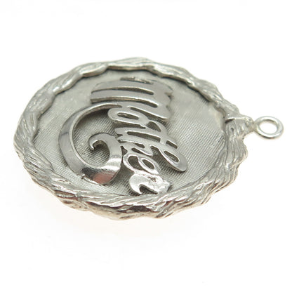 925 Sterling Silver Antique Art Deco "Mother" Textured Pendant