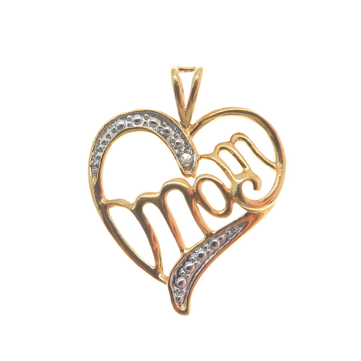 MICHAEL ANTHONY Sterling Silver Real Diamond Accent Mom Heart Minimalist Pendant