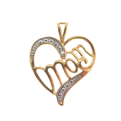 MICHAEL ANTHONY Sterling Silver Real Diamond Accent Mom Heart Minimalist Pendant