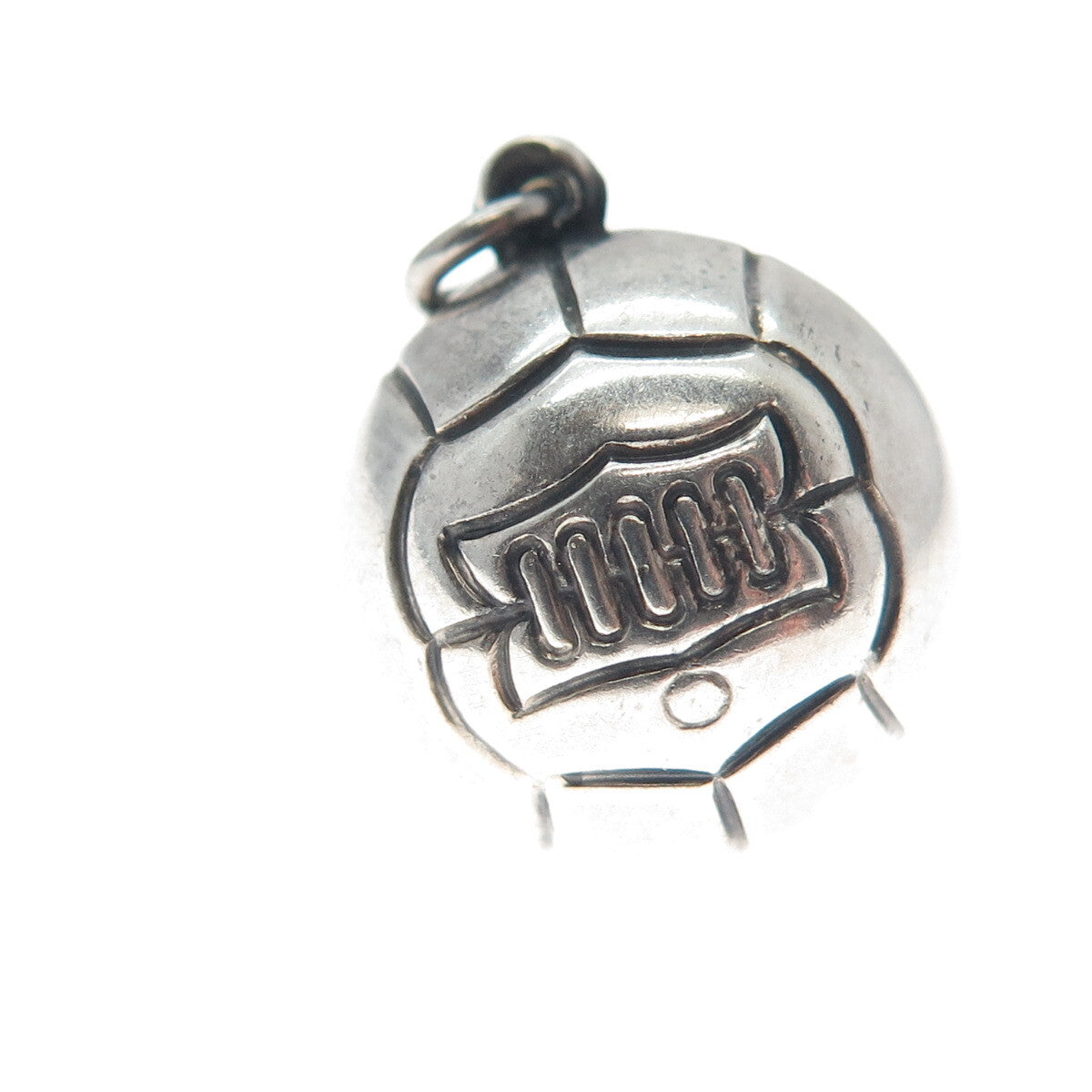 925 Sterling Silver Antique Basketball Ball 3D Charm Pendant