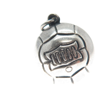 925 Sterling Silver Antique Basketball Ball 3D Charm Pendant