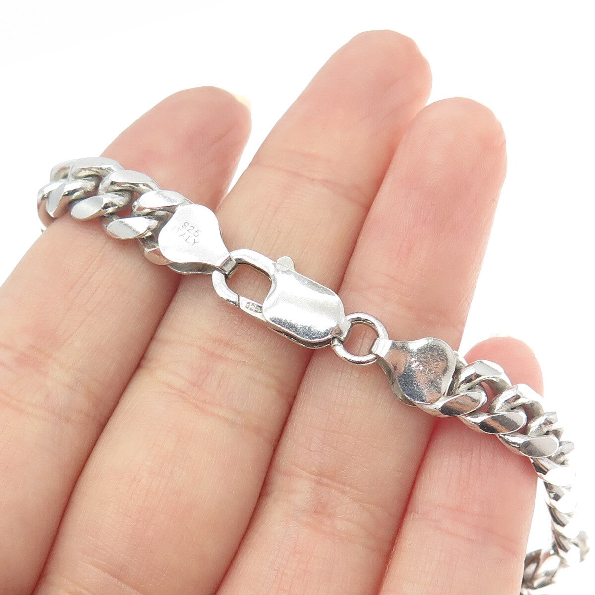 925 Sterling Silver Vintage Italy Cuban Link Bracelet 8.75"