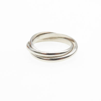 925 Sterling Silver Vintage Interlocked Trinity Band Ring Size 6.5