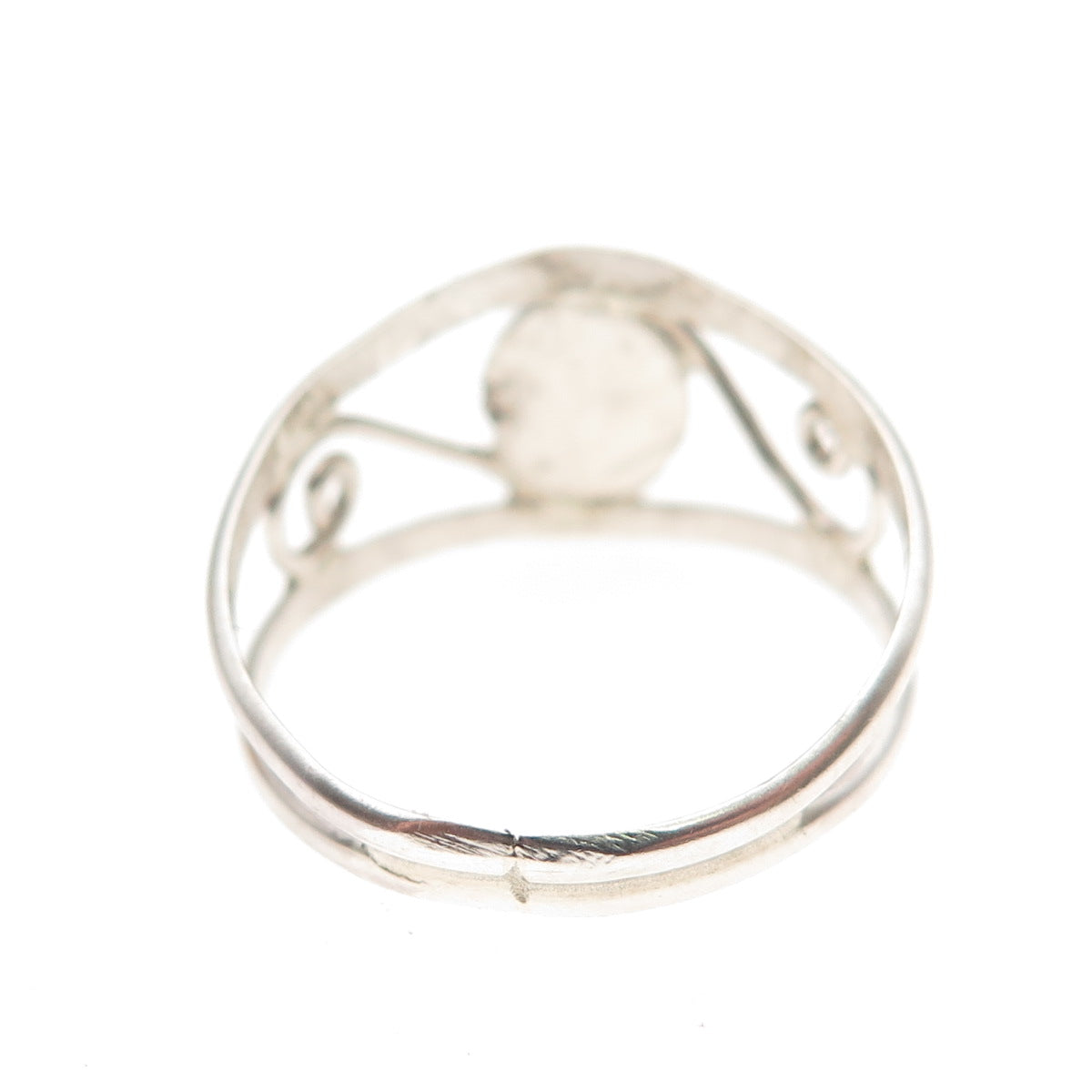 925 Sterling Silver Vintage Real Red Garnet Swirl Ring Size 7.75