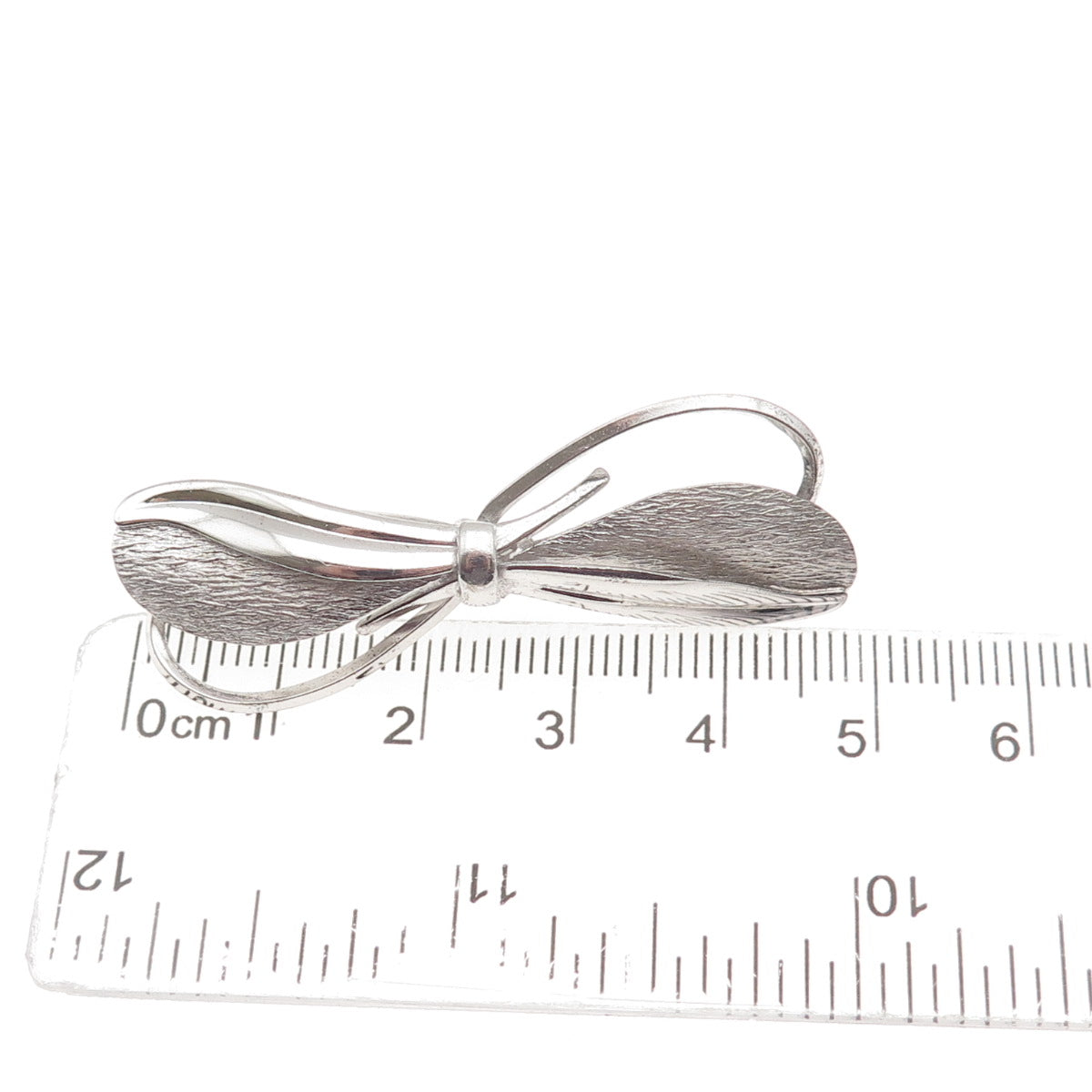 CARL ART 925 Sterling Silver Vintage Modernist Floral Bow Pin Brooch