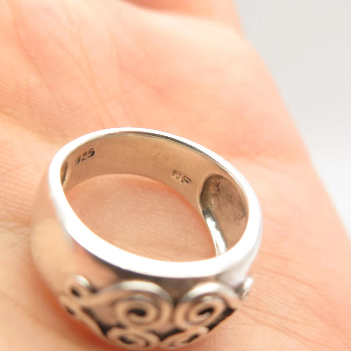 925 Sterling Silver Vintage Swirl Ring Size 6 3/4