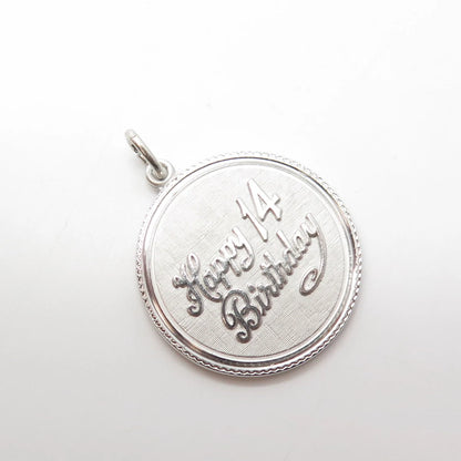 925 Sterling Silver Vintage Griffith & Sons Co "Happy Birthday 14" Pendant