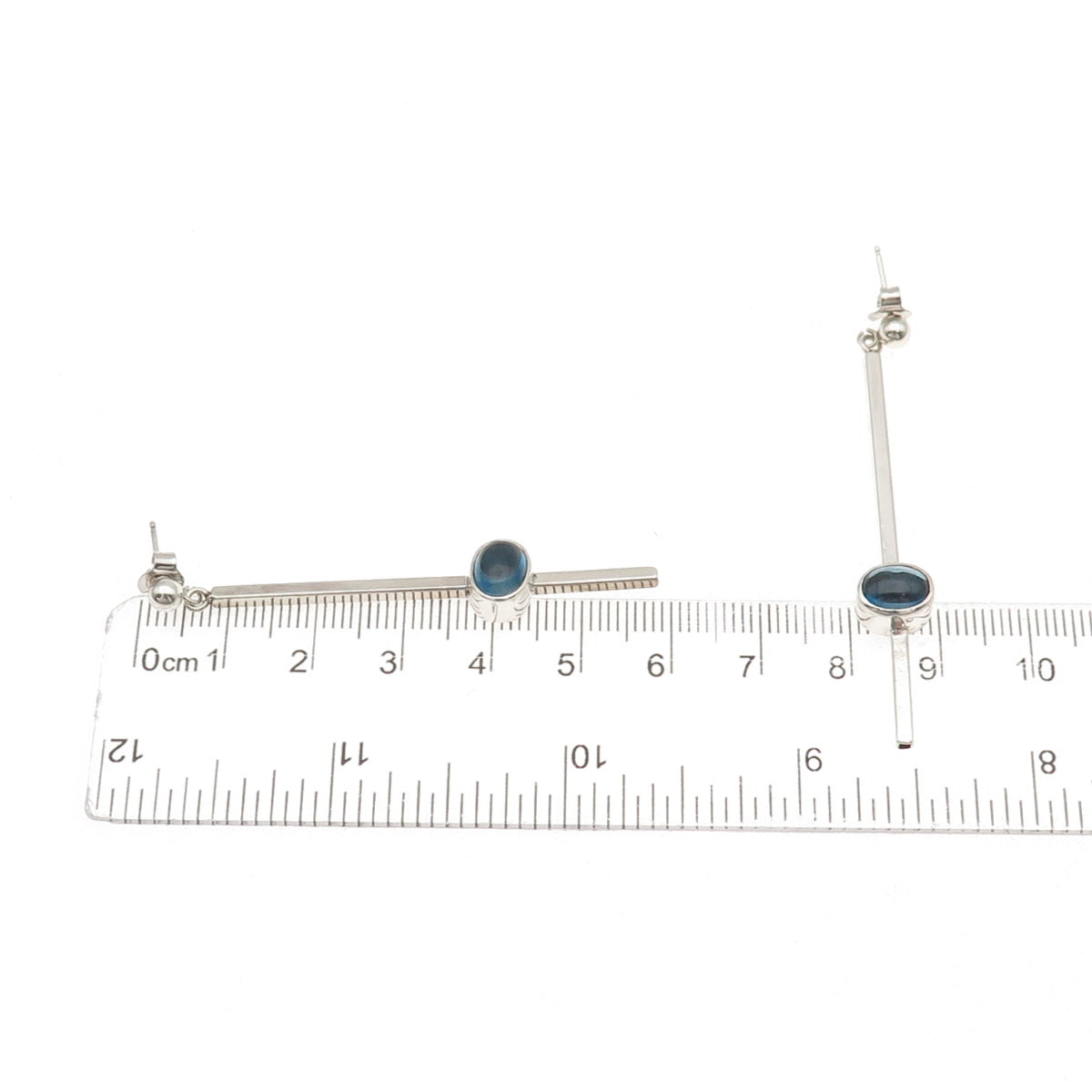 Judy Kouka 925 Sterling Silver Vintage Real London Blue Topaz Dangle Earrings