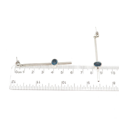 Judy Kouka 925 Sterling Silver Vintage Real London Blue Topaz Dangle Earrings