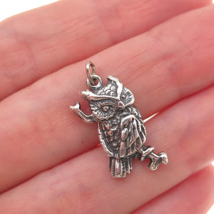 Shube 925 Sterling Silver Vintage Wise Owl Oxidized Charm Pendant