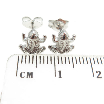 925 Sterling Silver Frog Lucky Stud Earrings