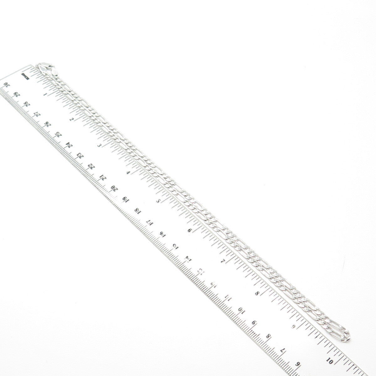 925 Sterling Silver Italy Figaro Chain Necklace 18"
