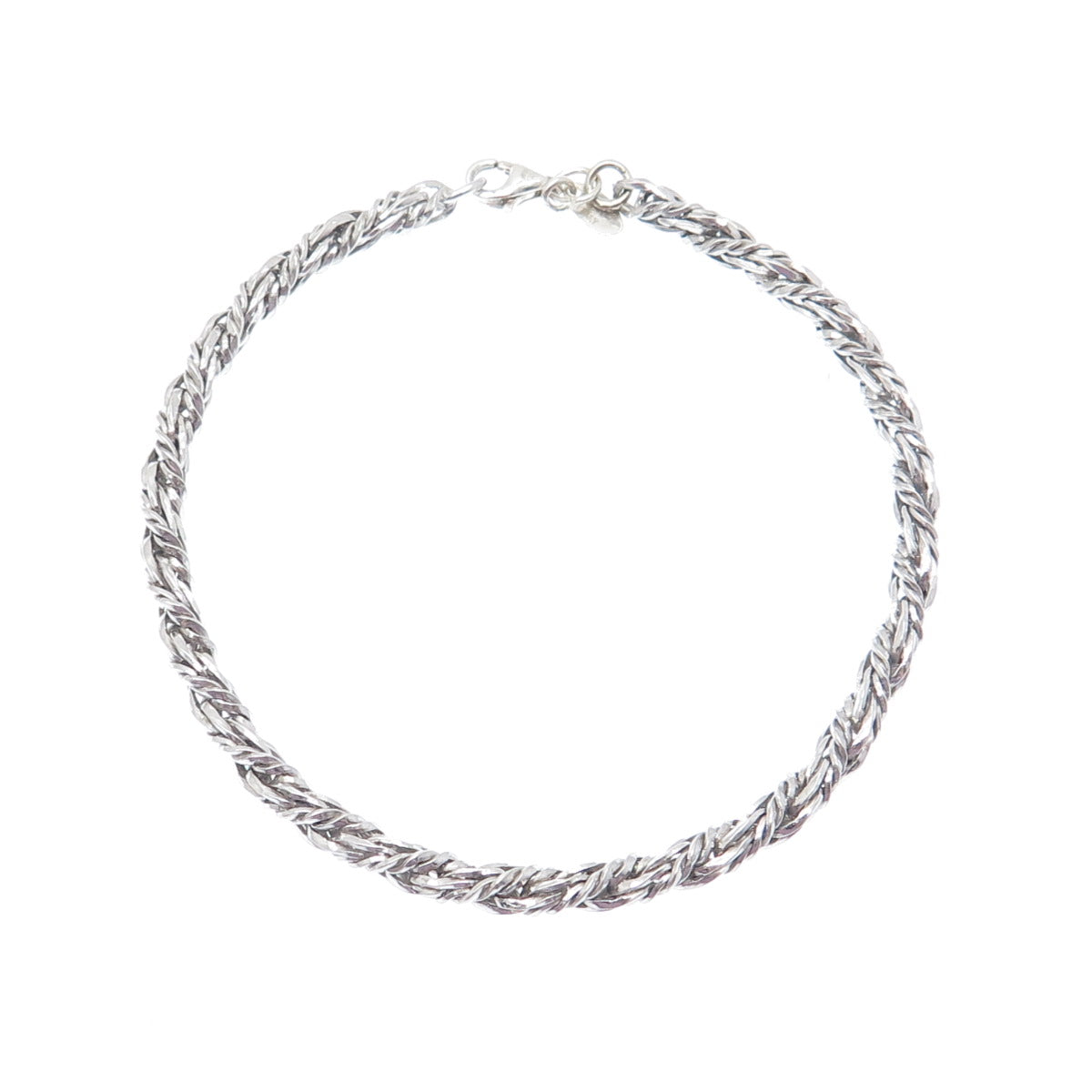 DYADEMA 925 Sterling Silver Vintage Italy Twisted Rope Link Bracelet 7.75"